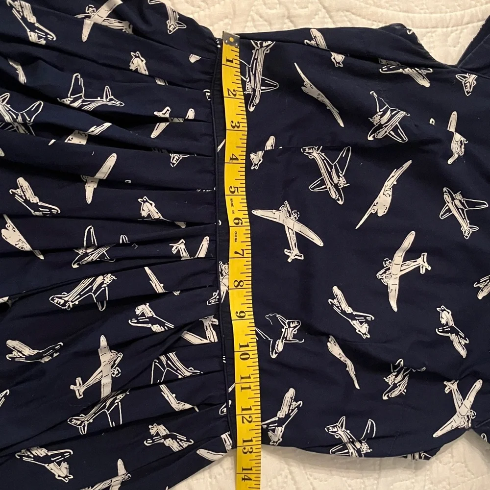Vintage Modcloth Emily and Fin Airplane/Jet/Planes/Air Force Navy Cotton Dress - Picture 7 of 11